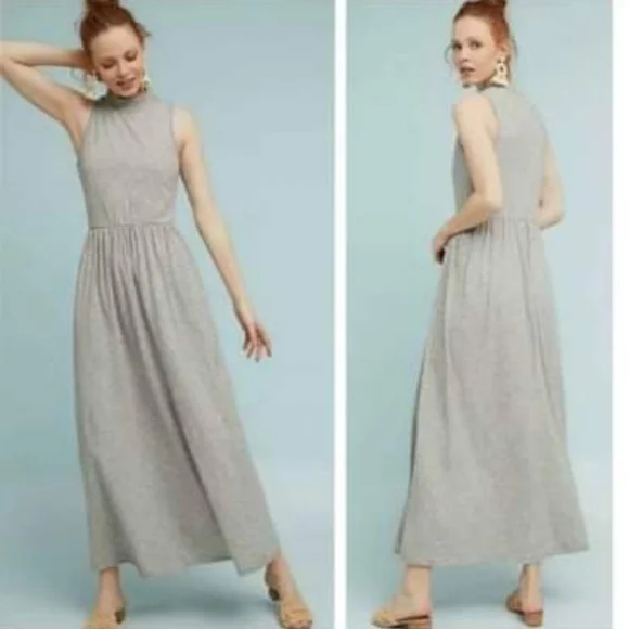 Sunday in Brooklyn Dresses | Sunday in Brooklyn Striped Mock Neck Maxi Dress | Color: Gray/White | Size: S | Localgirls's Closet